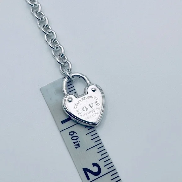 Return to Tiffany & Love Heart Padlock Bracelet in Silver with Packaging